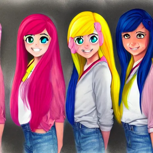 Image similar to fluttershy human version equestria girls hyperrealistic portrait