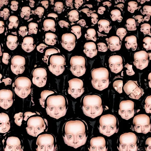 Image similar to a mutant baby with 1 0, 0 0 0 heads