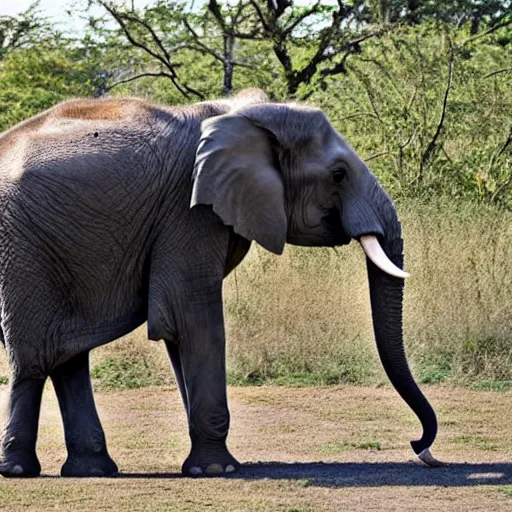 Image similar to photo, elephant is balancing on its trunk