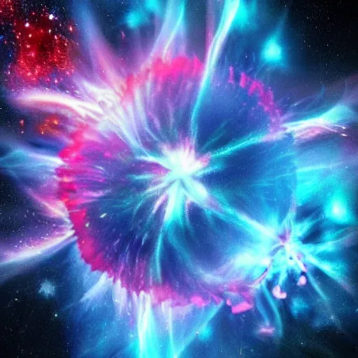 Prompt: flower, supernova, sparks, blade, fire