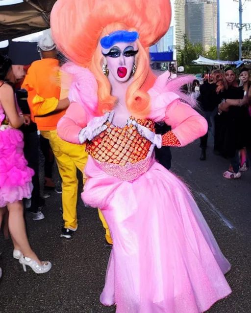 a drag queen dressed up like princess peach, ru | Stable Diffusion ...