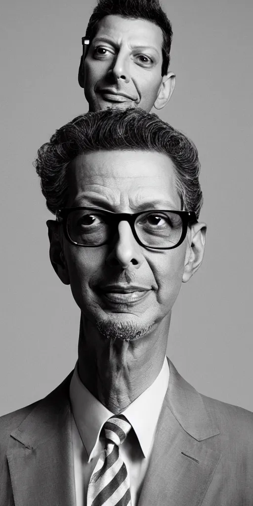 Image similar to a photo of jeff goldblum with a long giraffe neck