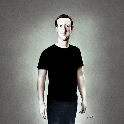 Prompt: horror portrait of mark zuckerberg, terrifying, high detail, hyperreal