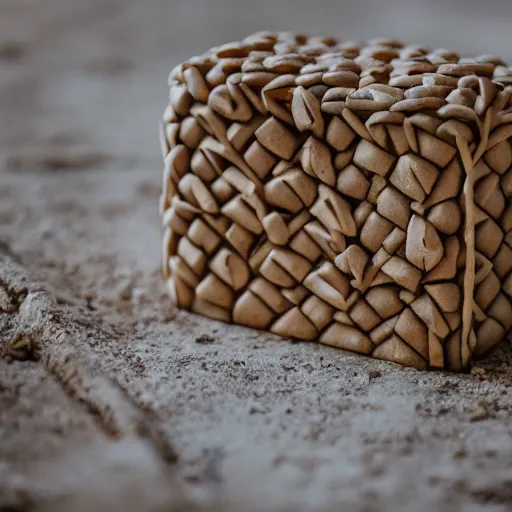 Image similar to a photo of a fort made entirely out of bread, 4k, bokeh