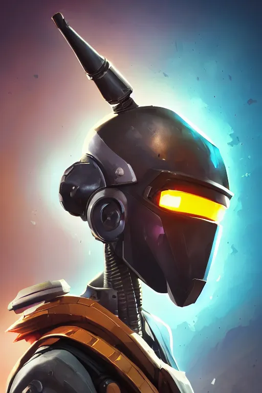 Image similar to epic mask helmet robot ninja portrait stylized as fornite style game design fanart by concept artist gervasio canda, behance hd by jesper ejsing, by rhads, makoto shinkai and lois van baarle, ilya kuvshinov, rossdraws global illumination radiating a glowing aura global illumination ray tracing hdr render in unreal engine 5