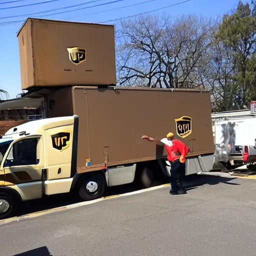 Image similar to ups truck got stuck at the roof