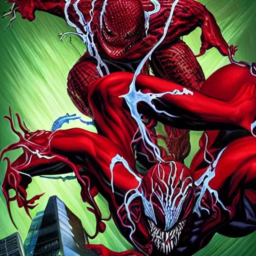 Image similar to carnage and venom by joe jusko