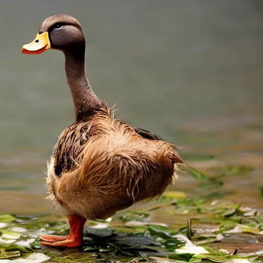 Prompt: duck with hands