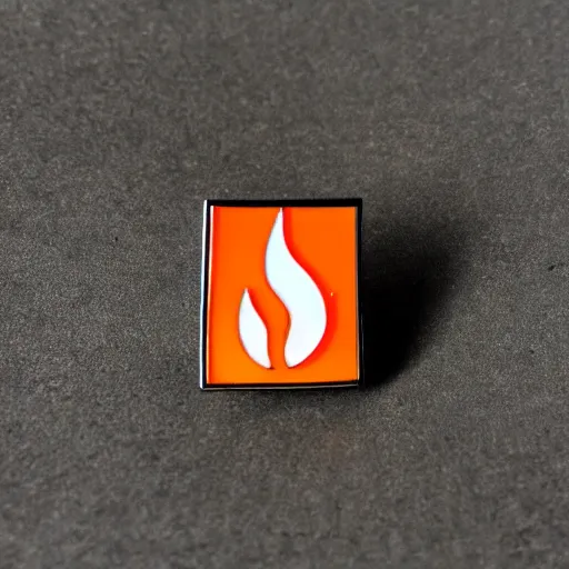 Prompt: a photo of a retro 8 0 s minimalistic clean fire flame warning enamel pin, studio lighting, behance