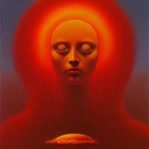 Image similar to The queen of the sun by Zdzisław Beksiński, oil on canvas, intricately detailed artwork, 8k