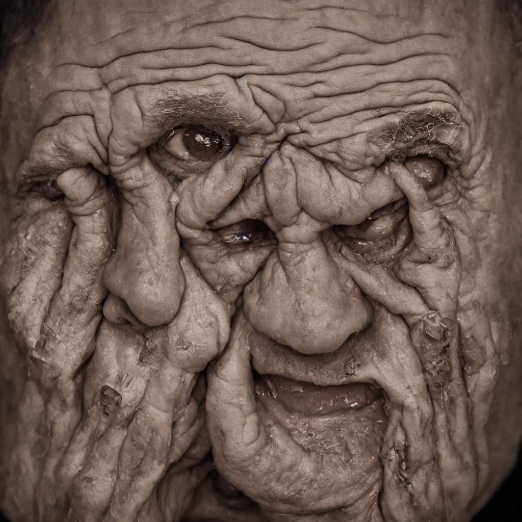 wrinkled old man face