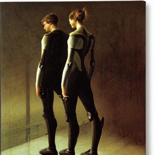 Image similar to cyborgs by caspar david friedrich