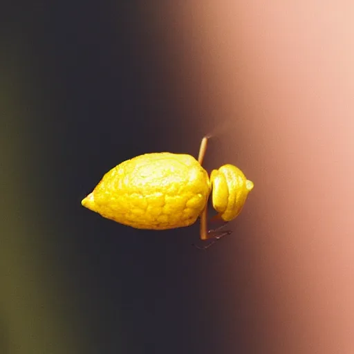 Prompt: “a pink and yellow bug on lemon 4k”