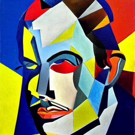 Prompt: young jack nicholson painted in cubist style by salvador dali