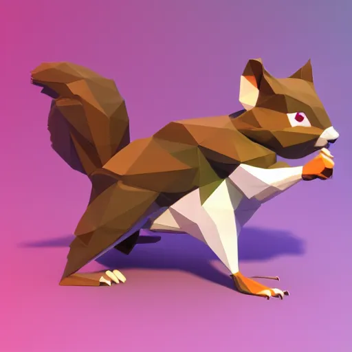 Image similar to low - poly squirrel, 3 d render, blender, unity, octave, 4 k, isometric view, white background, beautiful render, pastel colours, breath of the wild art style