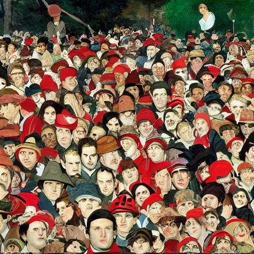 Image similar to Where's Waldo, in the style of Manet