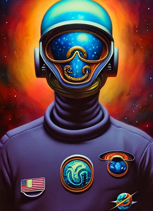 Image similar to cosmic lovecraft astronaut portrait, pixar style, by tristan eaton stanley artgerm and tom bagshaw.