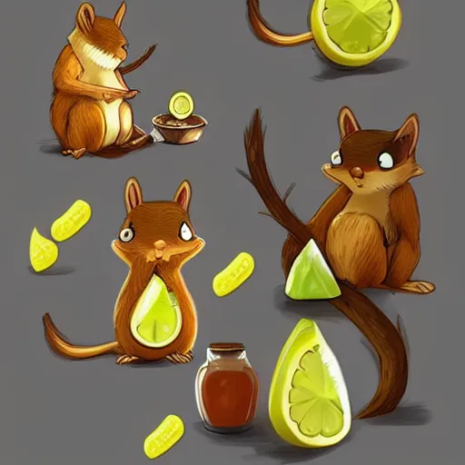 Prompt: “🐿🍸🍋, furaffinity, trending on artstation”