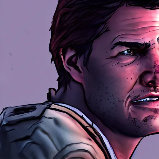 Prompt: tom cruise portrait, borderlands, tales from the borderlands, the wolf among us, comic, cinematic lighting, studio quality, 8 k