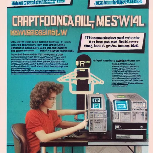 Prompt: magazine advertisement for retro wetware computer, 1 9 8 5