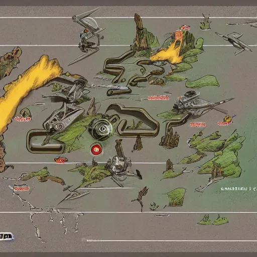 Prompt: speeder bike from starwars in pangaea map, cartography