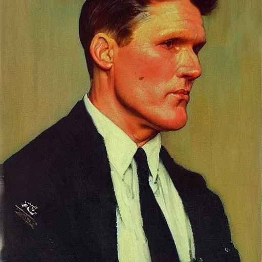 Prompt: a portrait painting of russian keir starmer. painted by norman rockwell