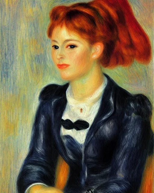 Prompt: portrait of young female robot, in the style of Pierre-Auguste Renoir