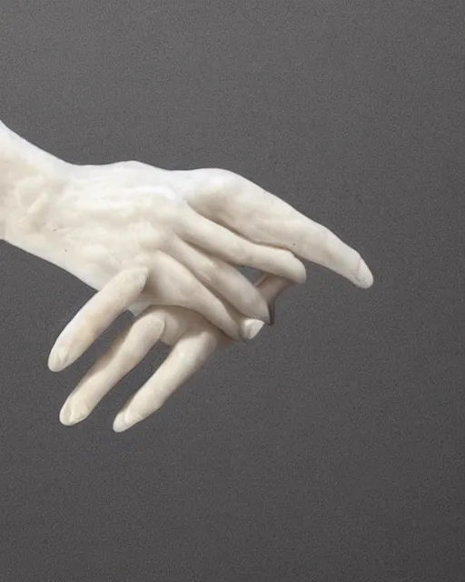 Prompt: beautiful marble sculpture of a woman's elegant hand, hyperreal