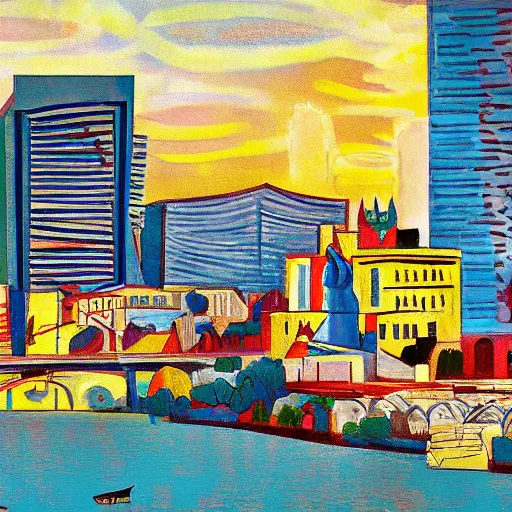 Prompt: city of boston, painted by pablo picasso, digital painting, 4 k