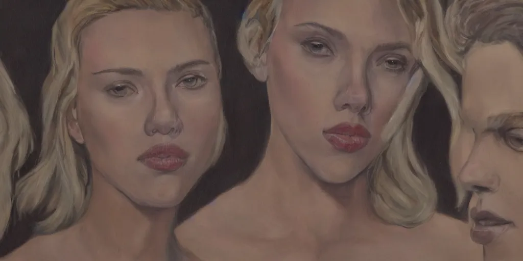 Prompt: Scarlett Johansson in a painting by Vanessa Beecroft