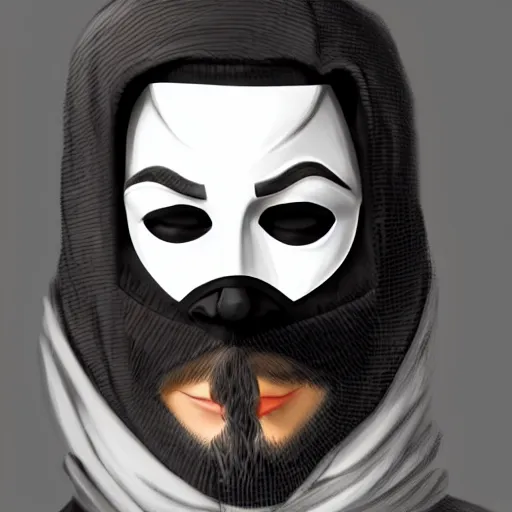 Prompt: portrait of a masked anonymous hacker, he wears a guy fawkes mask and a black hoodie, mattepainting concept blizzard pixar maya engine on stylized background splash comics global illumination lighting artstation lois van baarle, ilya kuvshinov, rossdraws