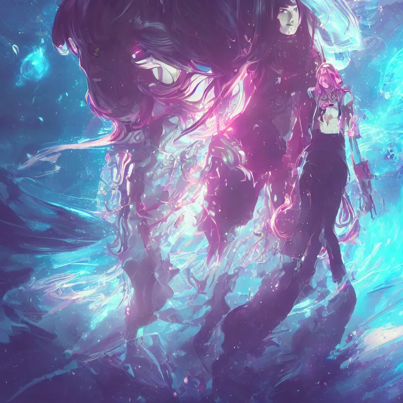 Image similar to an # illustration of a non - ordinary girl of # magic the gathering, # digital 2 d, # sci - fi, # psychedelic, # fututistic, by yoshitaka amano and alena aenami, trending on artstation, nvidia, matte painting, unreal engine