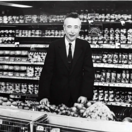 Image similar to photo of robert oppenheimer in the grocery store