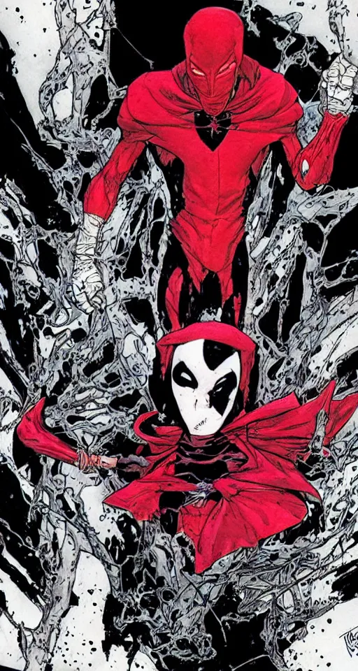 Image similar to a beautiful portrait of Todd Mcfarlane's Spawn, in Travis Charest style