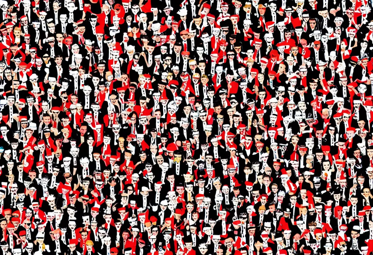 Image similar to where's waldo scene rickroll