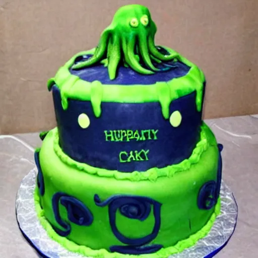 Prompt: A photo of a Cthulhu cake