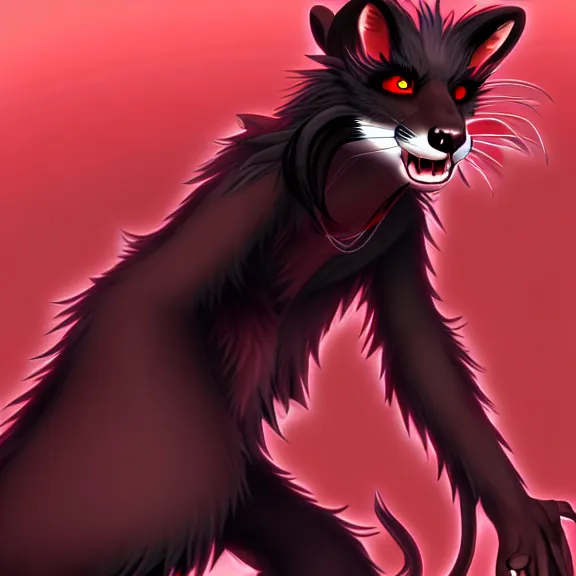 Image similar to furry - male - red - black - weasel - necromancer - fursona uhd ue 5 visual novel pc game expressions