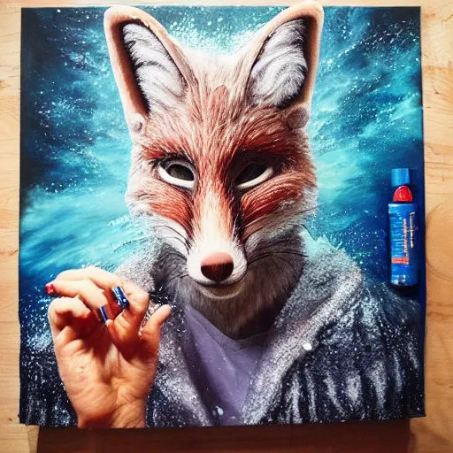 Prompt: zoolander is a grandma wearing fox mask feeds zazpi sei crayons, hair armpits, by emedios varo and anato finnstark, hyperrealism, 8 k, hyperrealism, masterpiece, wet, dripping, moist, fluids, texture, captivating, awe inspiring