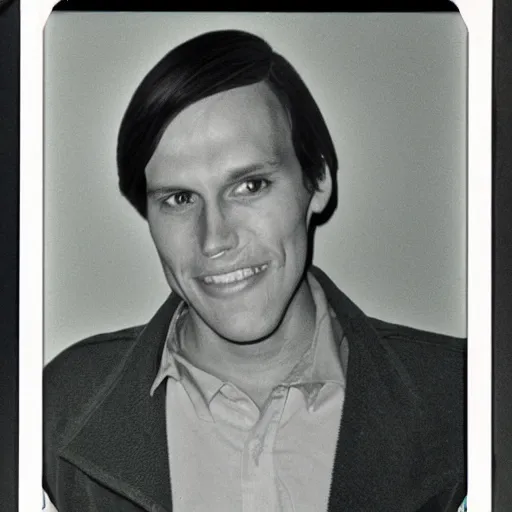 Image similar to A photograph portrait of Jerma985 with short-medium length hair a combover wearing early 1970s menswear in the early 1970s, taken in the early 1970s, grainy, taken on a 1970s Polaroid Camera, realistic, hyperrealistic, very realistic, highly detailed, very detailed, extremely detailed, detailed, digital art, trending on artstation, colorized photo