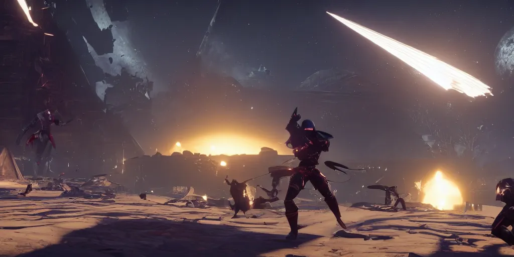 Prompt: destiny 2 lightfall expansion, the pyramids, the darkness, the light, dark guardians, gameplay footage, screenshot, ign gameplay video, the witness