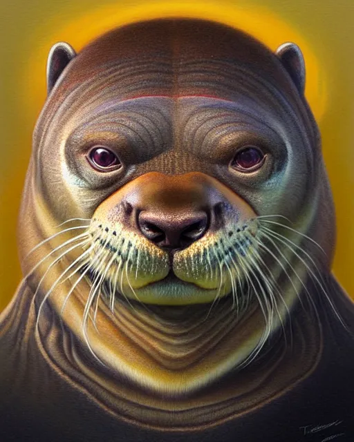Prompt: detailed portrait of nick offerman as otter hybrid by tomasz alen kopera and peter mohrbacher and johanna martine! and margaret keane! coherent luminescent
