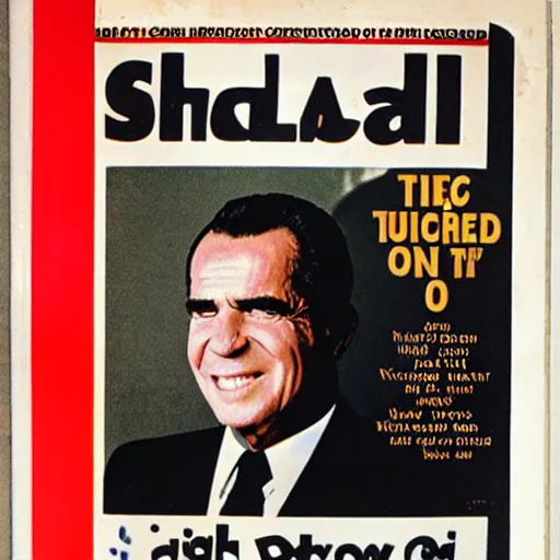 Prompt: Richard Nixon clubbing Seals, cover of Life magazine