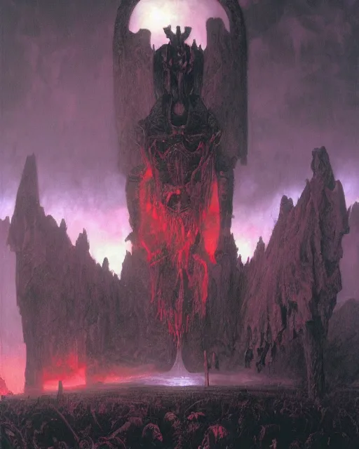 Image similar to the death knight waits, by Thomas Cole and Wayne Barlowe