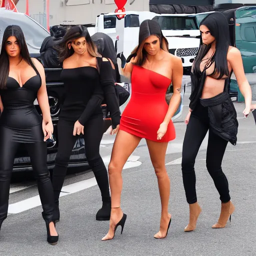 Prompt: the kardashians being run over by a truck full of adult toys