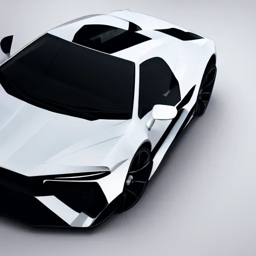 Prompt: a low poly object of a single sport car positioned in the center of the image on the white background