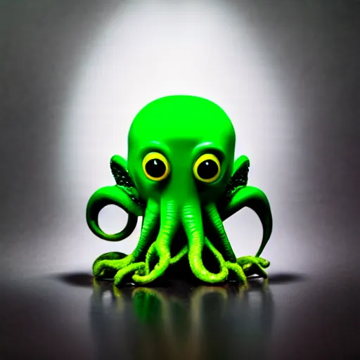 Image similar to ultra cute design for a Cthulhu art vinyl toy, Pixar, studio lighting, product shot 8k hd