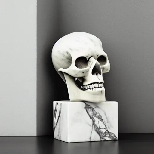 Image similar to skull statue made out of marble and lightning