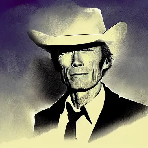 Prompt: clint eastwood new zealand digital art