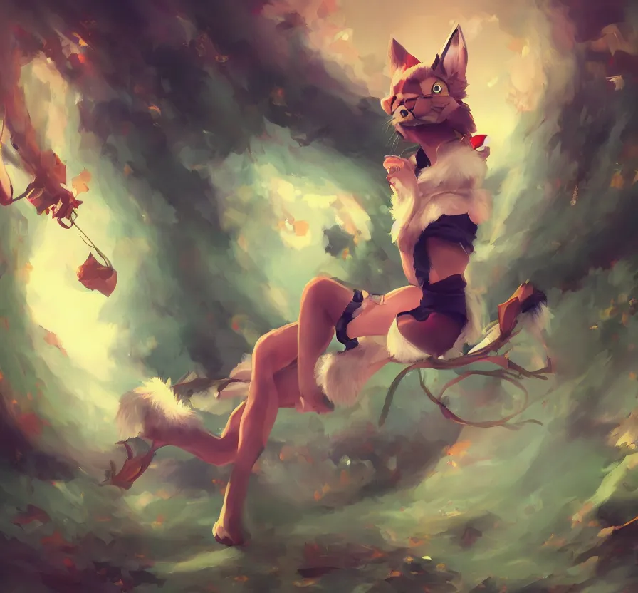 Image similar to vtuber in furry costume, dark colors, acrilic paint, brush paint, heavenly atmosphere, paint, ultra detailed, beautiful image, resolution, artstation