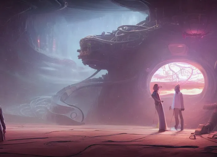 Prompt: lovecraft in a musical sci - fi space opera ghibli animated film, volumetric lighting, octane render by stanley artgerm lau, greg rutkowski, thomas kindkade, alphonse mucha, loish, norman rockwel,